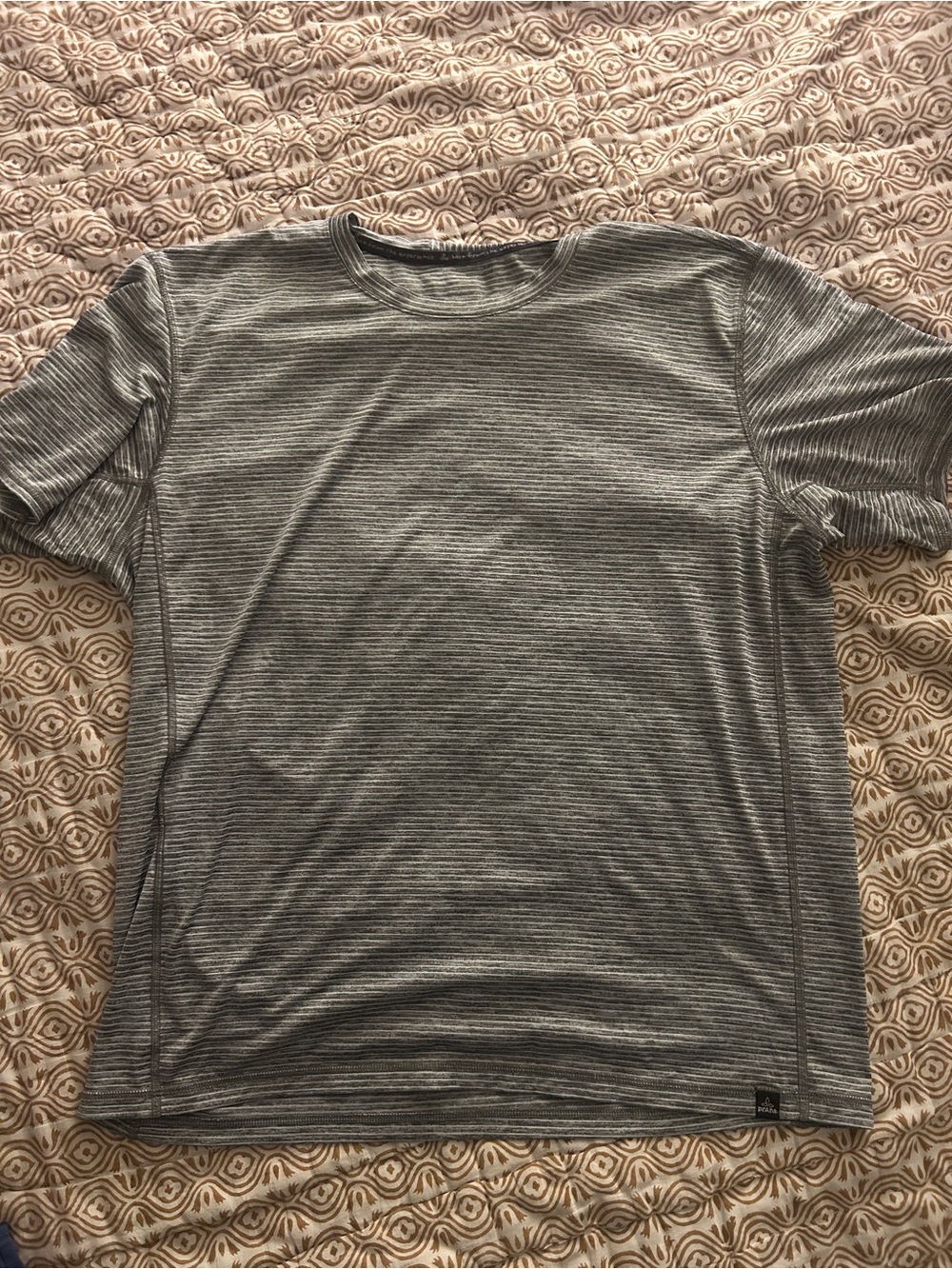 Prana Striped Crew Neck Men’s Shirt - Gray